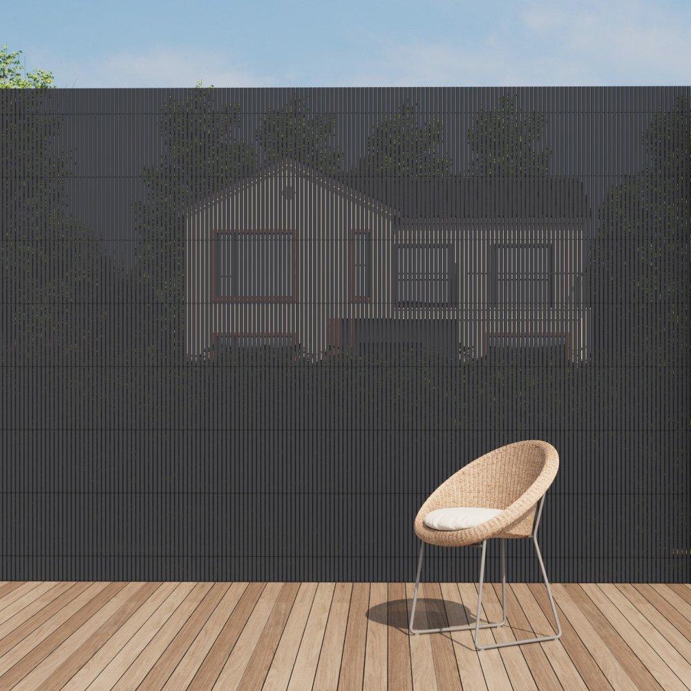 Grey - Breeins - 1.8 x 3 m PVC Privacy Fence Sun-Block Panel Screen - 1