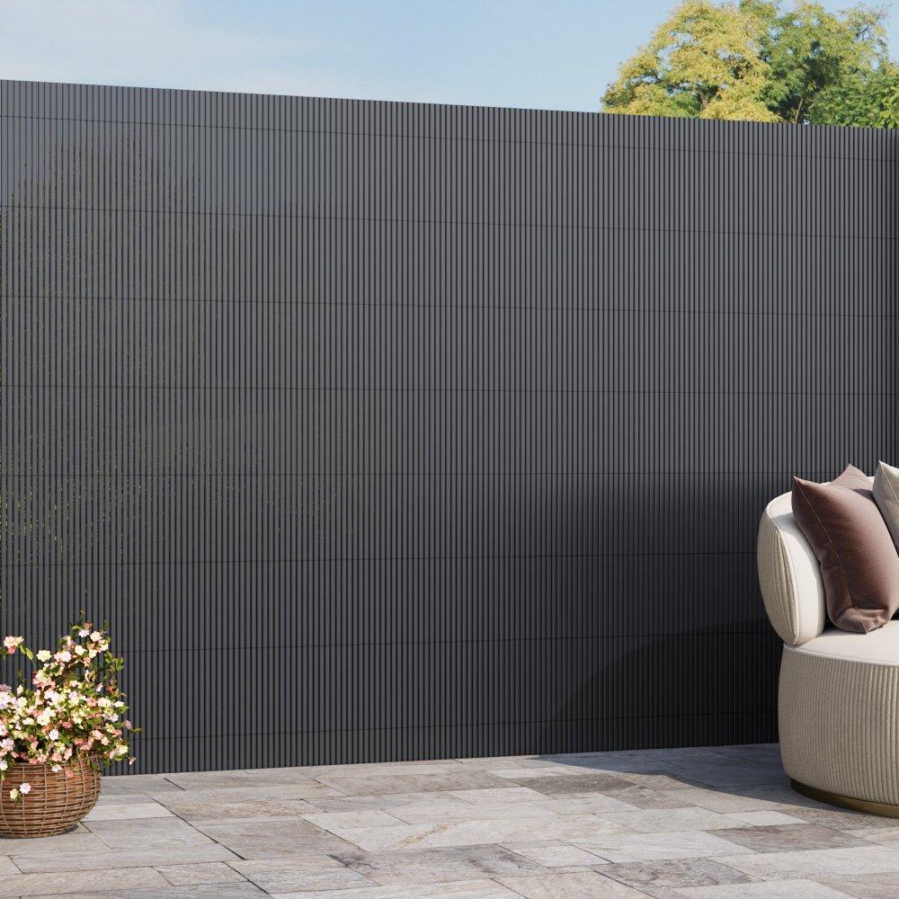 Grey - Breeins - 1.8 x 3 m PVC Privacy Fence Sun-Block Panel Screen - 2