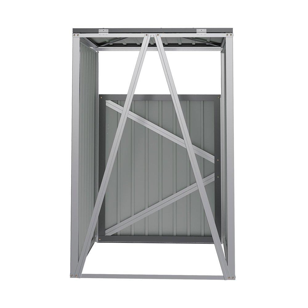 Black - Breeins - Metal Outdoor Garbage Bin Shed For 1 Trash Bin - 3