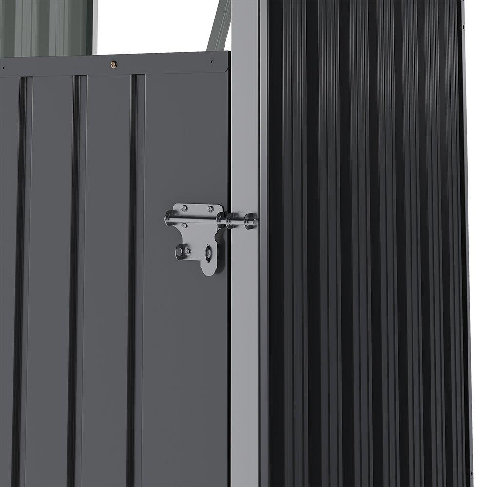 Black - Breeins - Metal Outdoor Garbage Bin Shed For 1 Trash Bin - 4