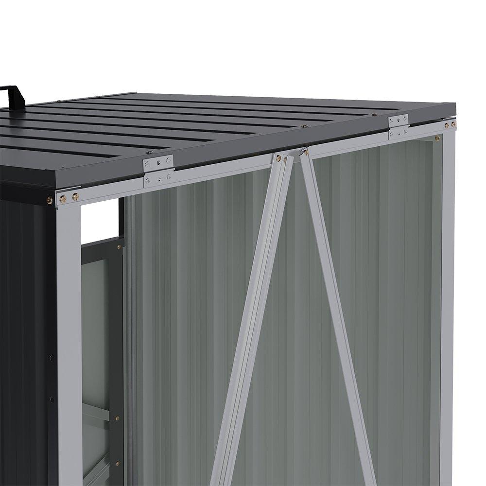 Black - Breeins - Metal Outdoor Garbage Bin Shed For 1 Trash Bin - 5