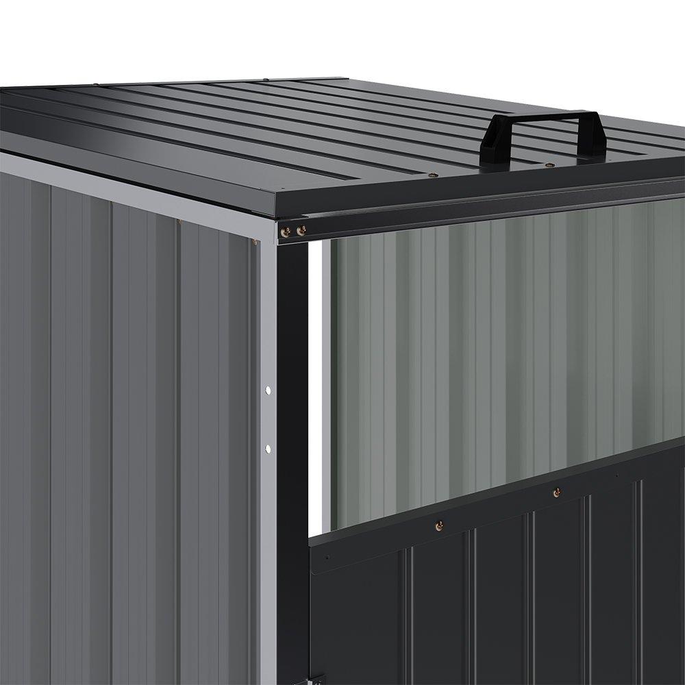 Black - Breeins - Metal Outdoor Garbage Bin Shed For 1 Trash Bin - 6