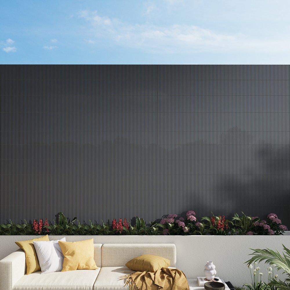 Grey - Breeins - 3 x 2m Waterproof PVC Privacy Screening Fence - 2
