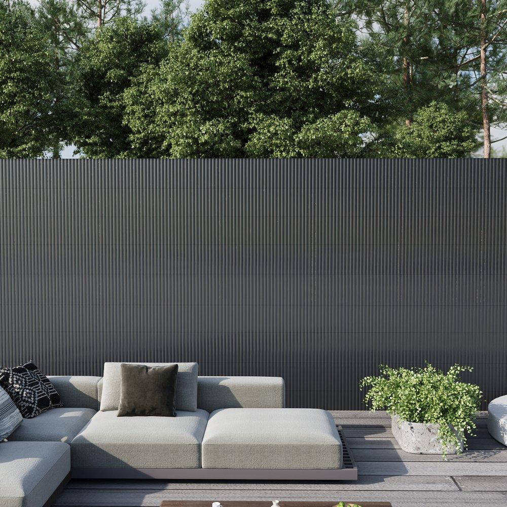 Grey - Breeins - 5 x 1.2m Waterproof PVC Privacy Screening Fence - 1