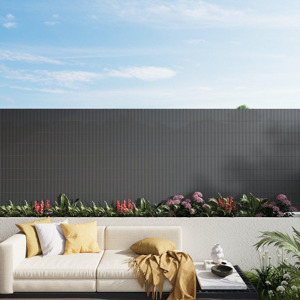 Grey - Breeins - 5 x 1.2m Waterproof PVC Privacy Screening Fence - 2
