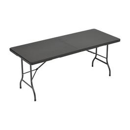 Breeins Camping Outdoor Rattan Plastic Folding Table Black