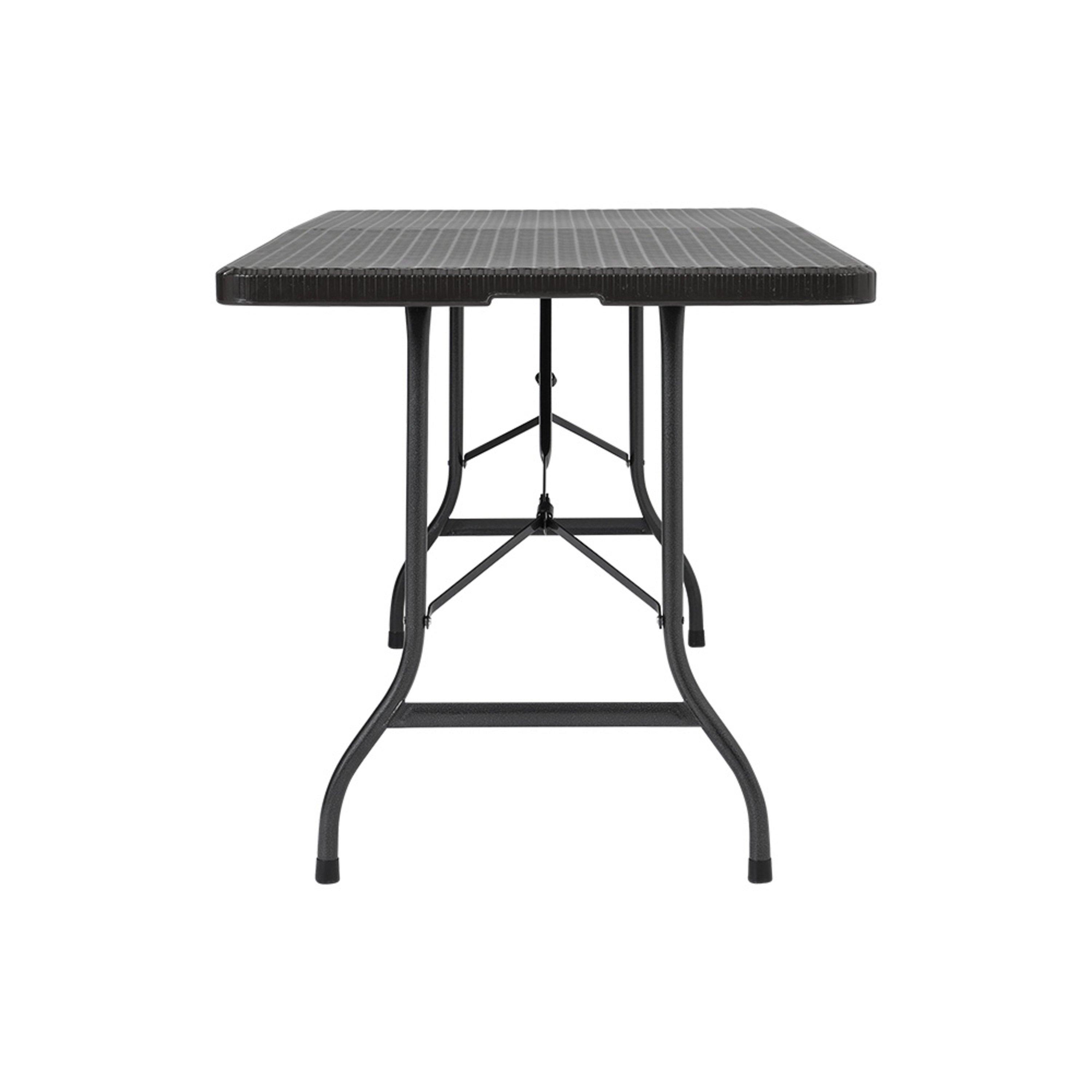 Black - Breeins - Outdoor Rattan Plastic Folding Table Black - 3
