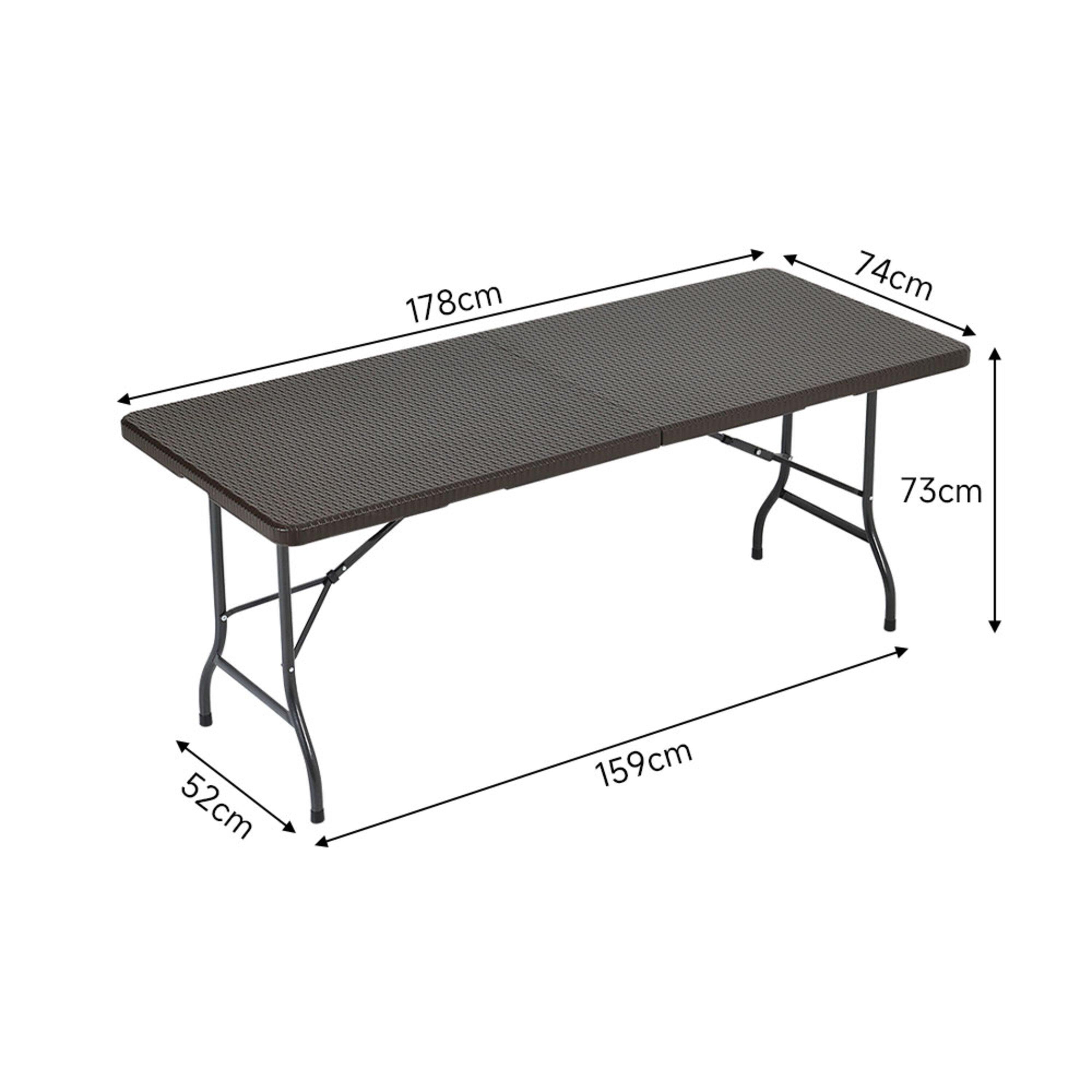 Black - Breeins - Outdoor Rattan Plastic Folding Table Black - 10