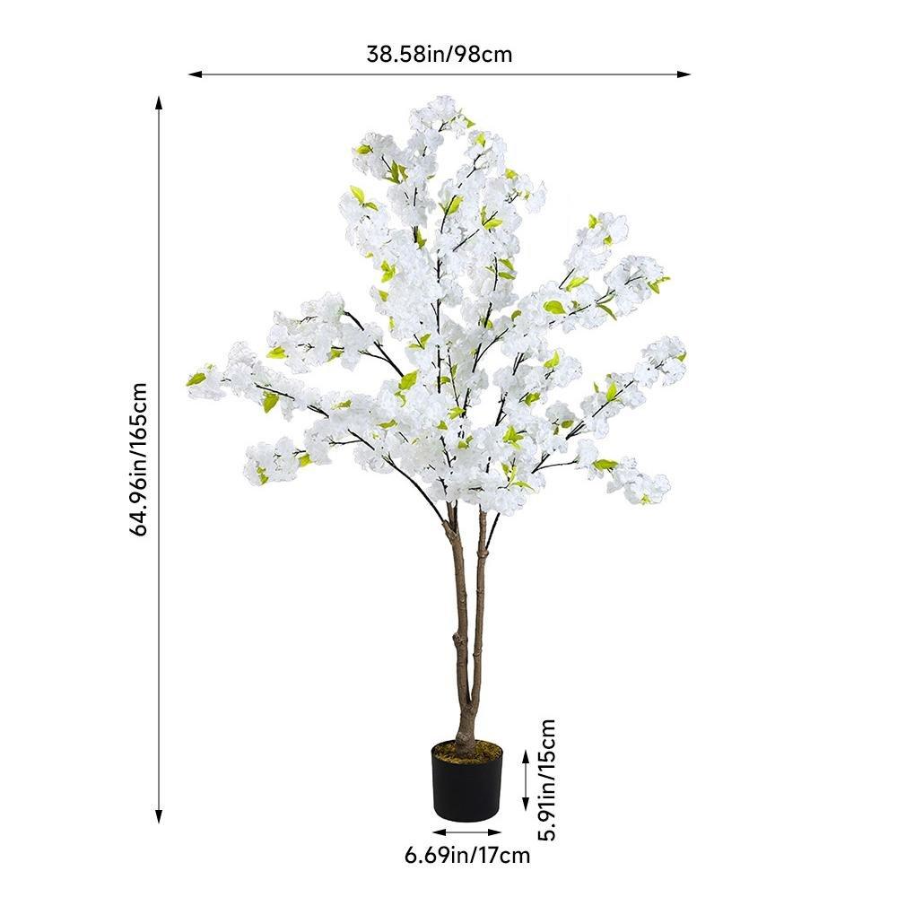 White And Green - LIFE IDEAS - 165cm Cherry Blossom Tree in Pot Decor - 7