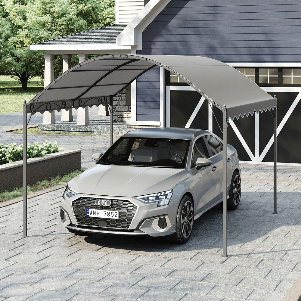 Grey - Breeins - Outdoor Metal Arched Pergola with Shade - 2