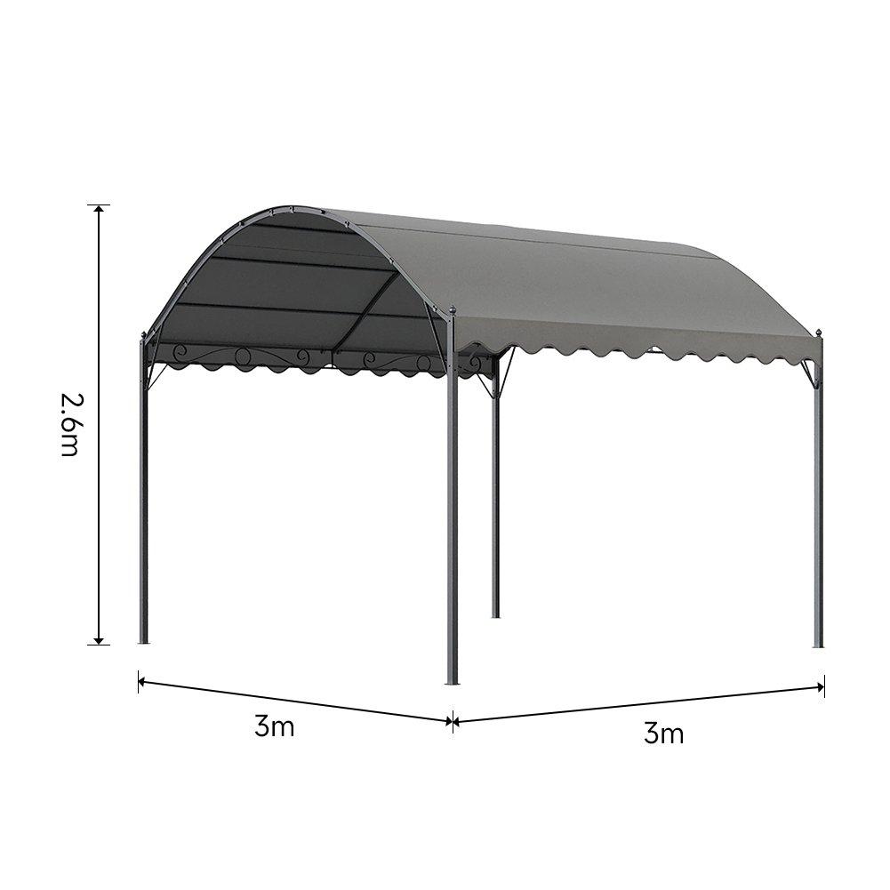 Grey - Breeins - Outdoor Metal Arched Pergola with Shade - 9