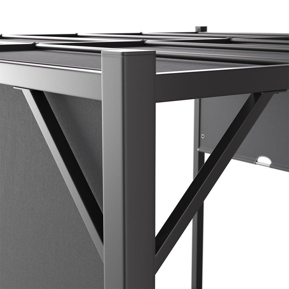 Grey - Breeins - Outdoor Retractable Steel Pergola with Canopy - 6
