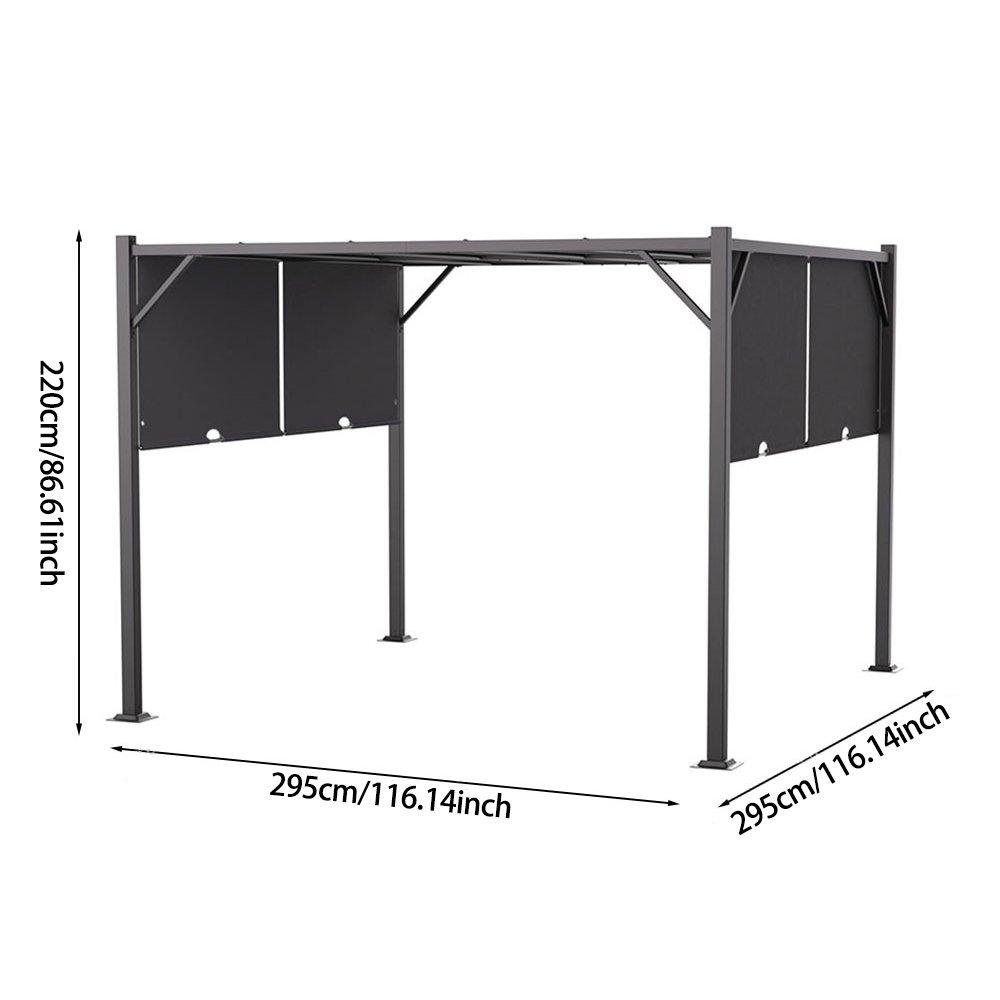 Grey - Breeins - Outdoor Retractable Steel Pergola with Canopy - 9