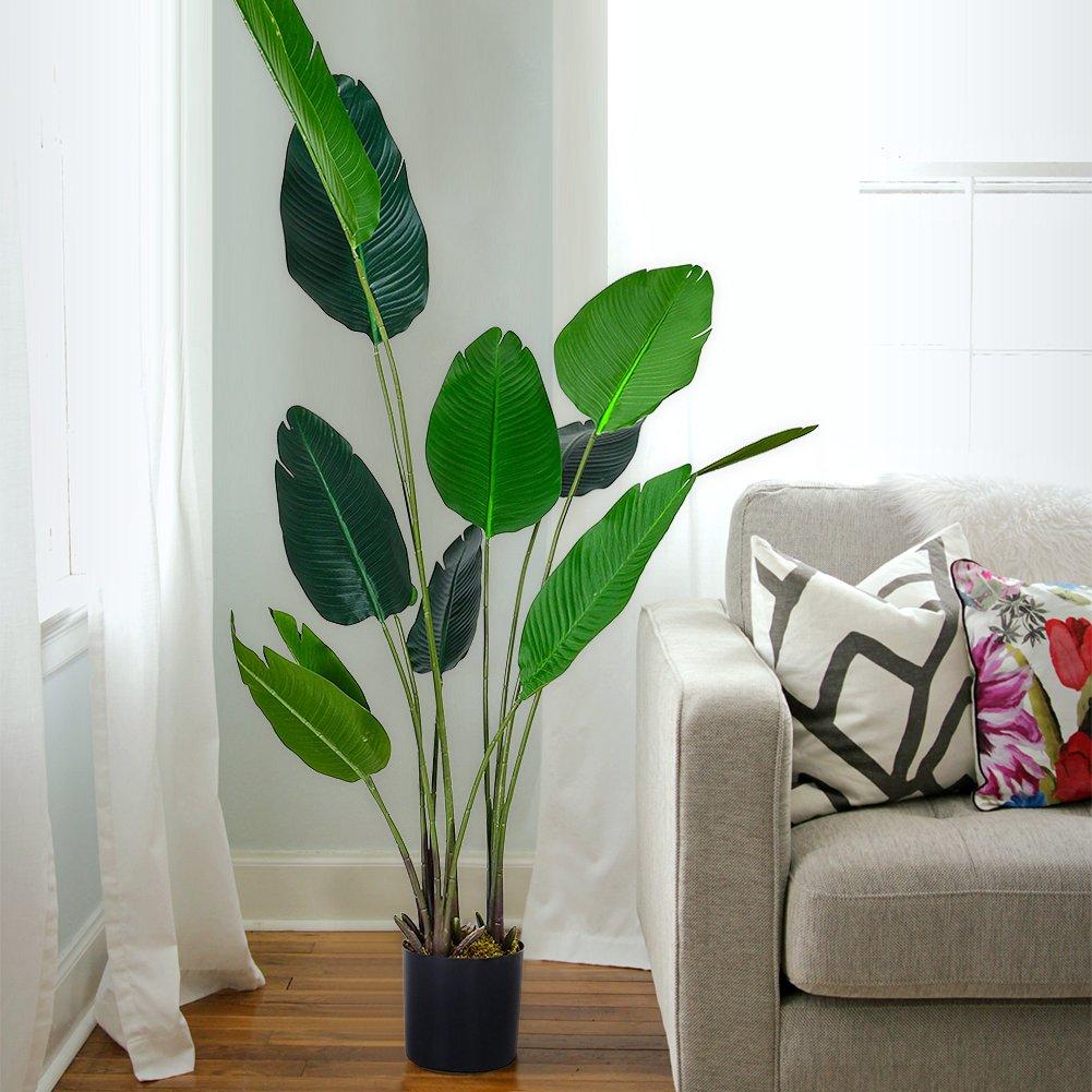 Life Ideas  180Cm Artificial Banana Leaf Tree In Pot - Green