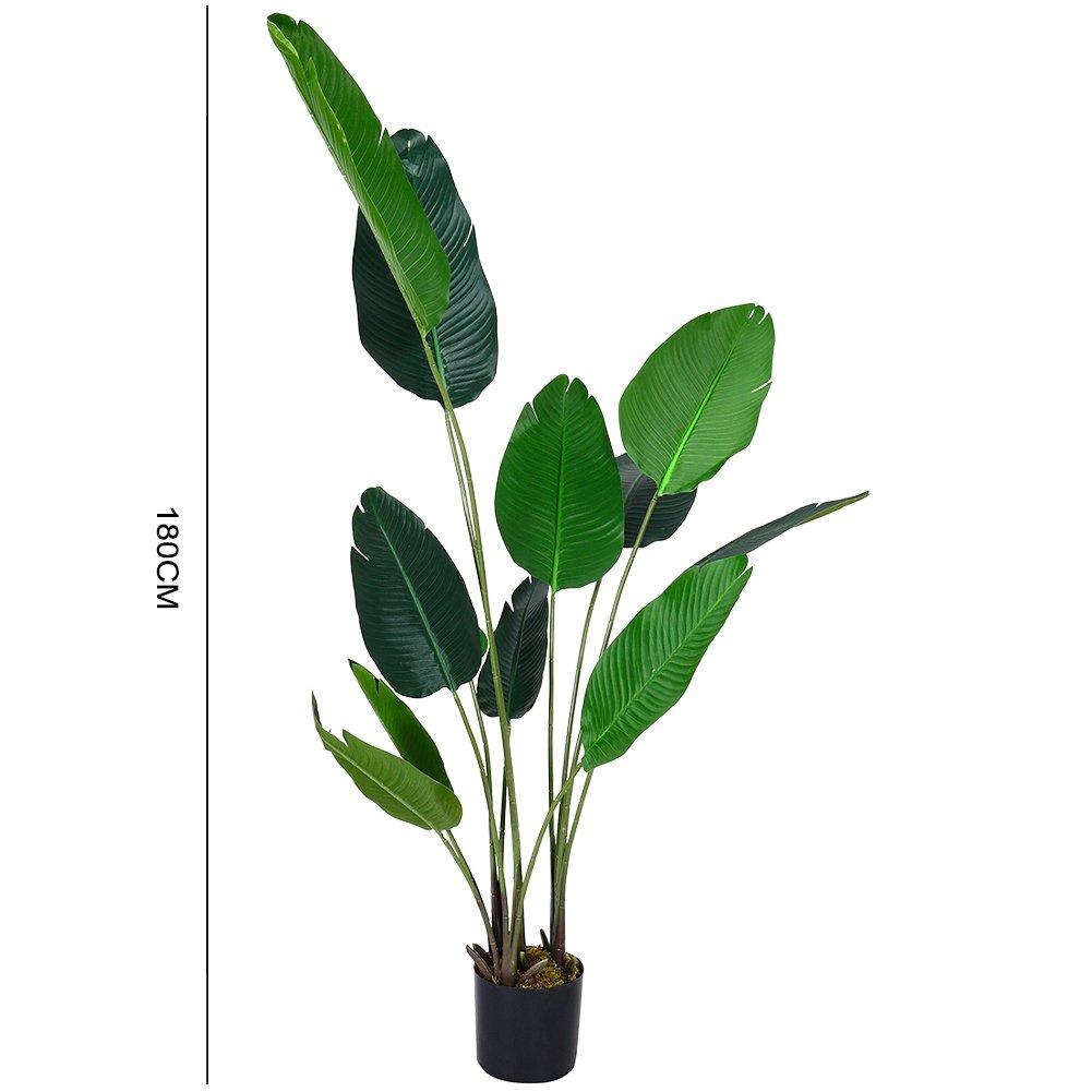 Green - LIFE IDEAS - 180cm Artificial Banana Leaf Tree in Pot - 8