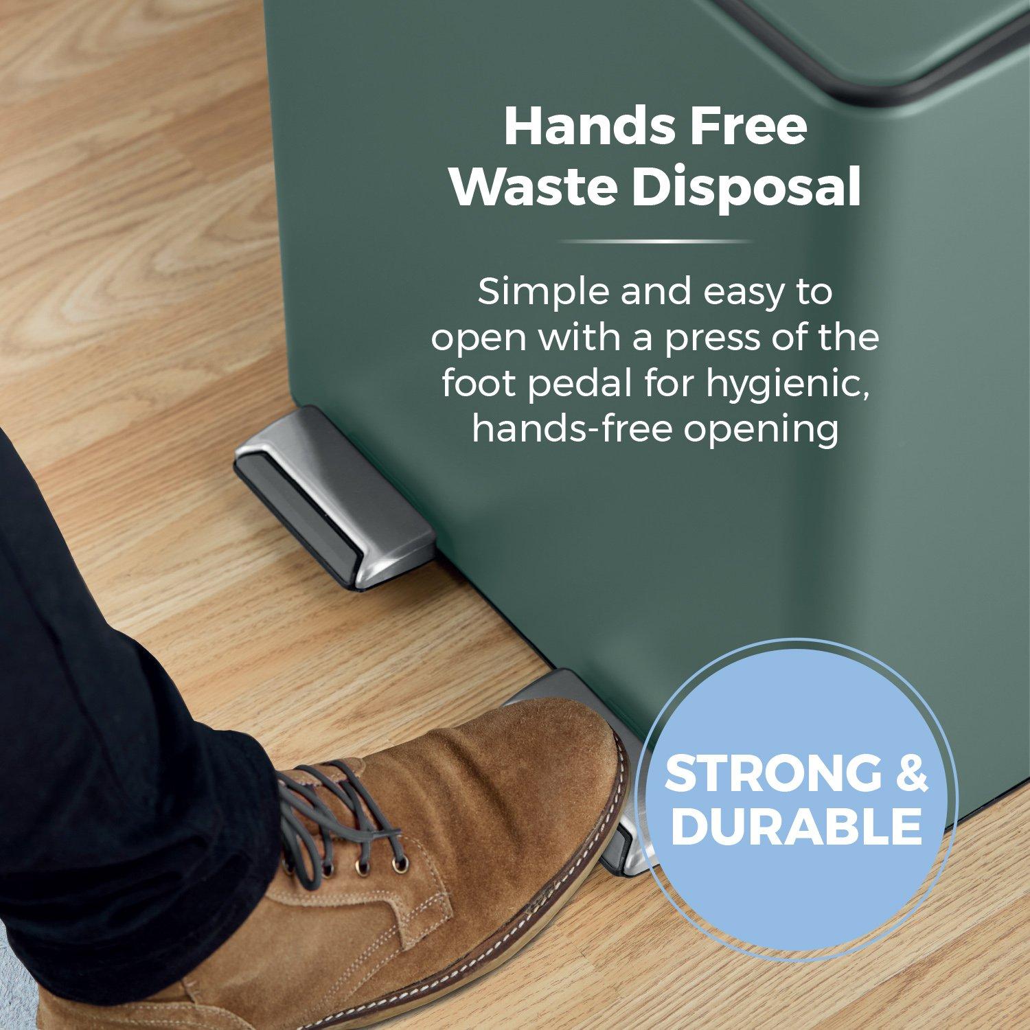 Forest Green - Tower - 40L Recycling Pedal Bin - 4