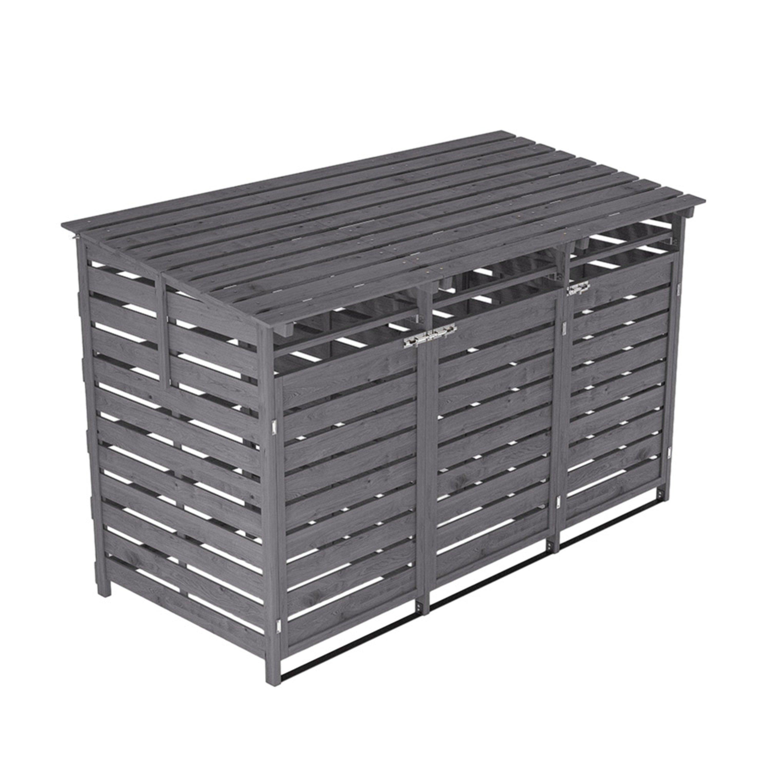 Breeins  Spruce Wood Garbage Can Garden Storage Shed - Grey