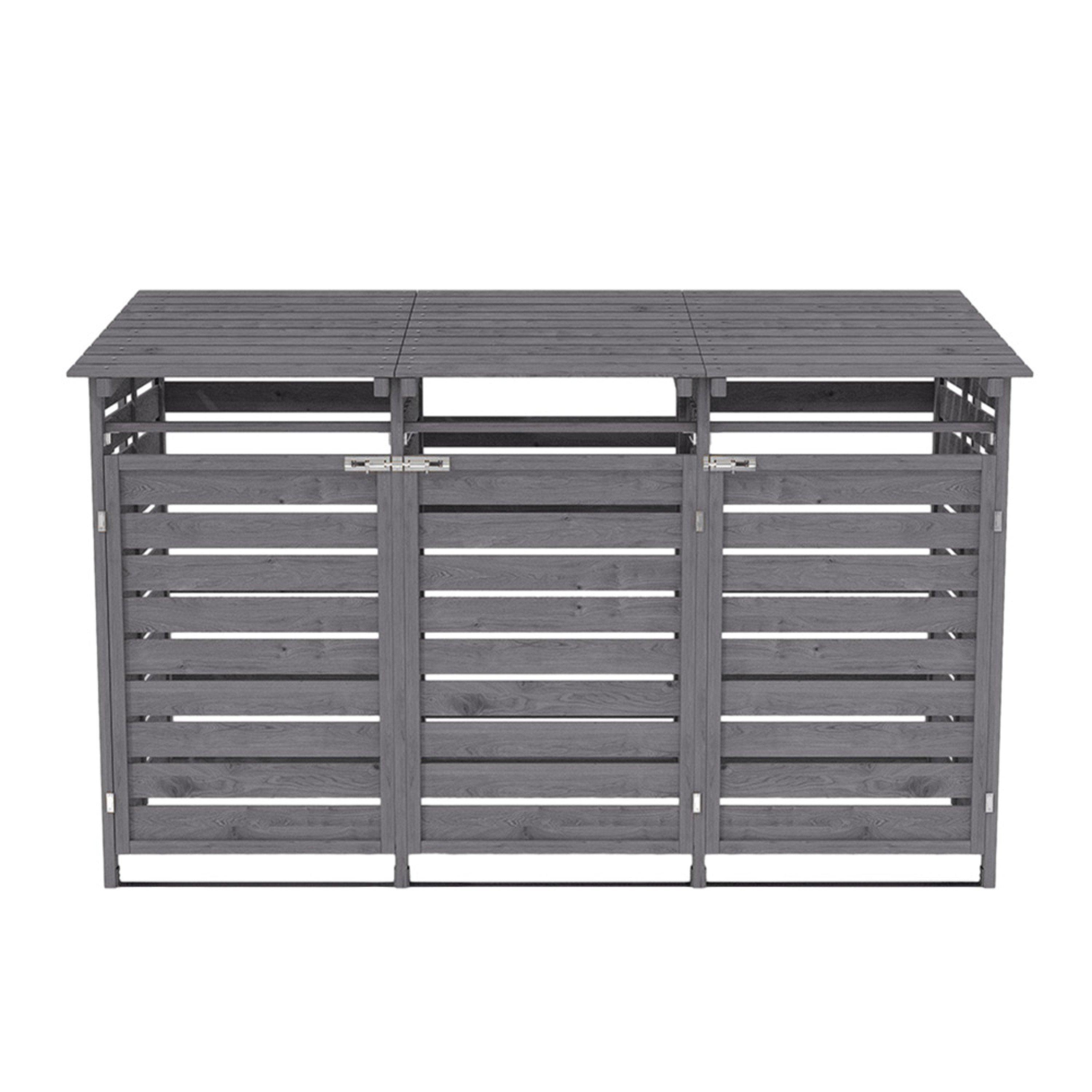 Grey - Breeins - Spruce Wood Garbage Can Garden Storage Shed - 2