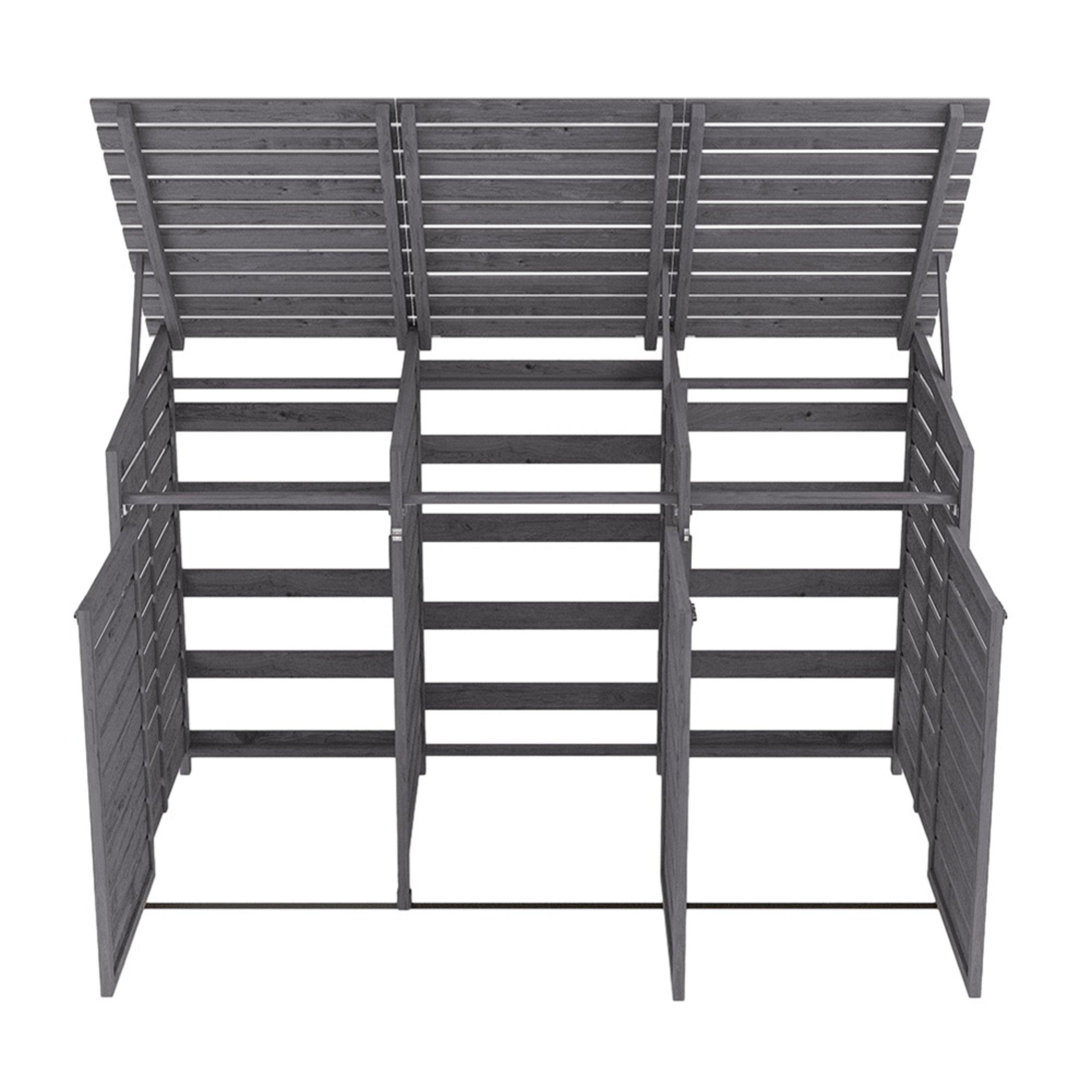 Grey - Breeins - Spruce Wood Garbage Can Garden Storage Shed - 7