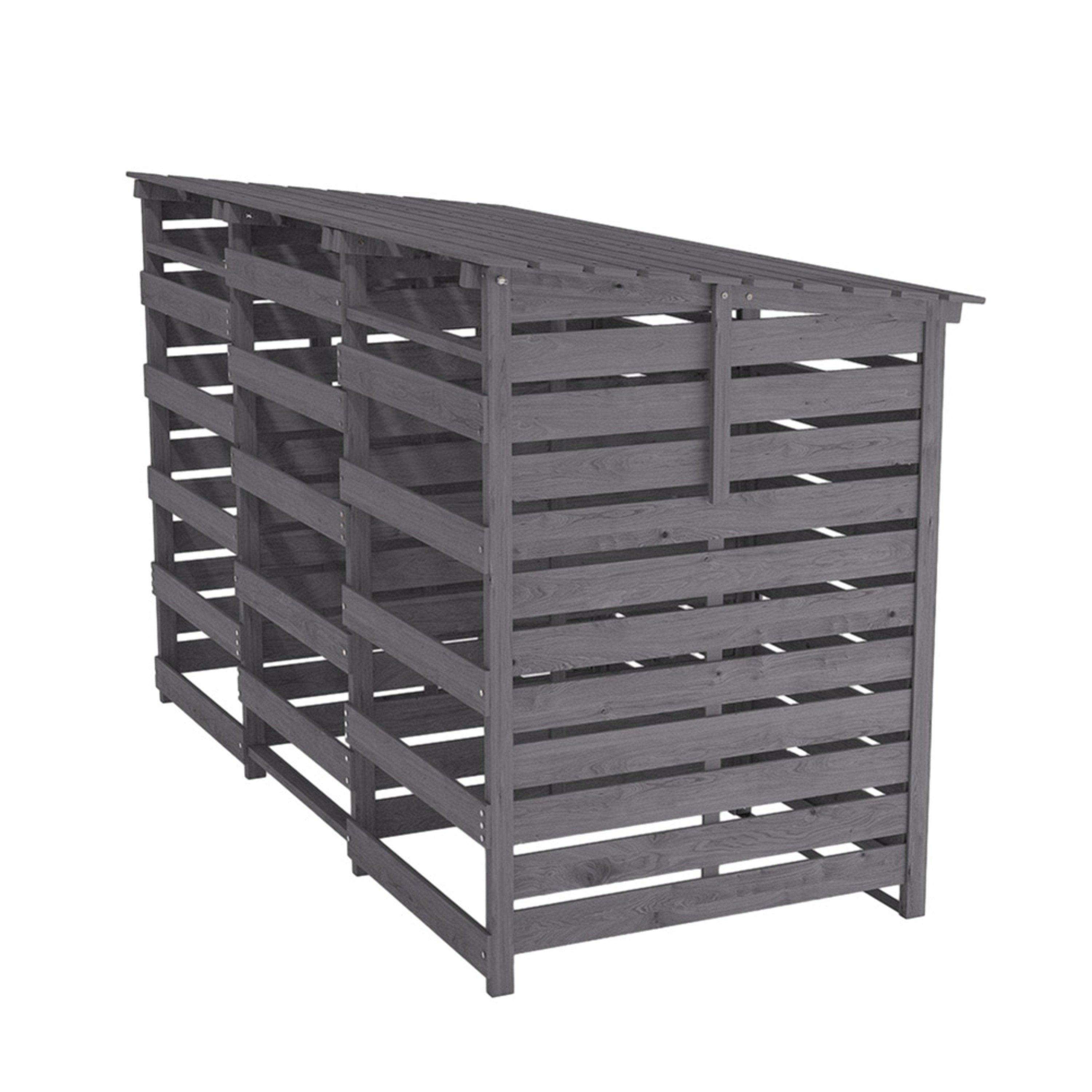 Grey - Breeins - Spruce Wood Garbage Can Garden Storage Shed - 8