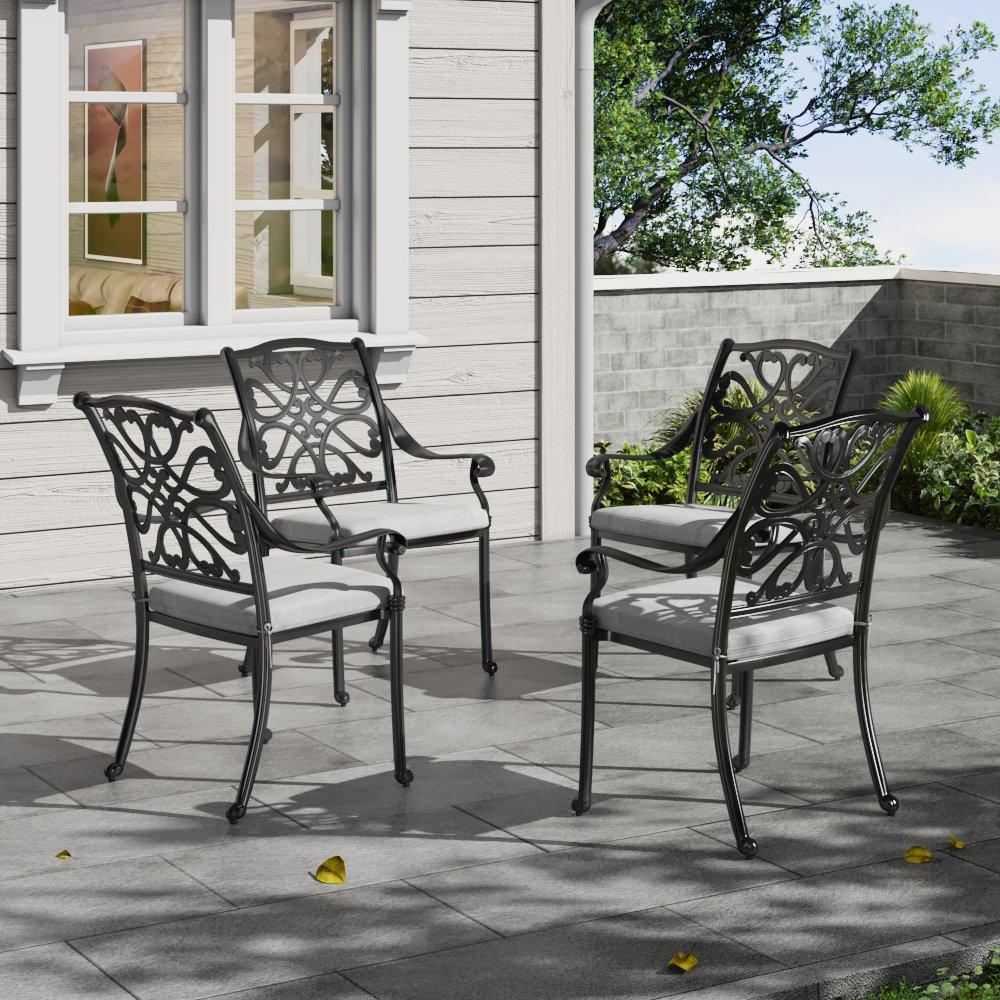 Blackgrey - Breeins - 4Pcs Aluminum Patio Dining Armchair with Cushion - 2