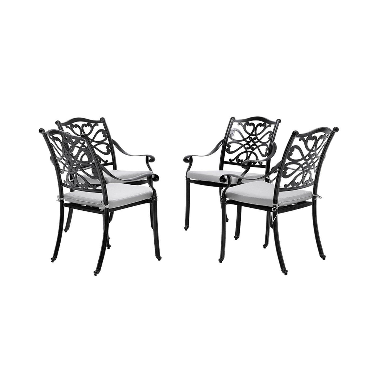 Blackgrey - Breeins - 4Pcs Aluminum Patio Dining Armchair with Cushion - 3
