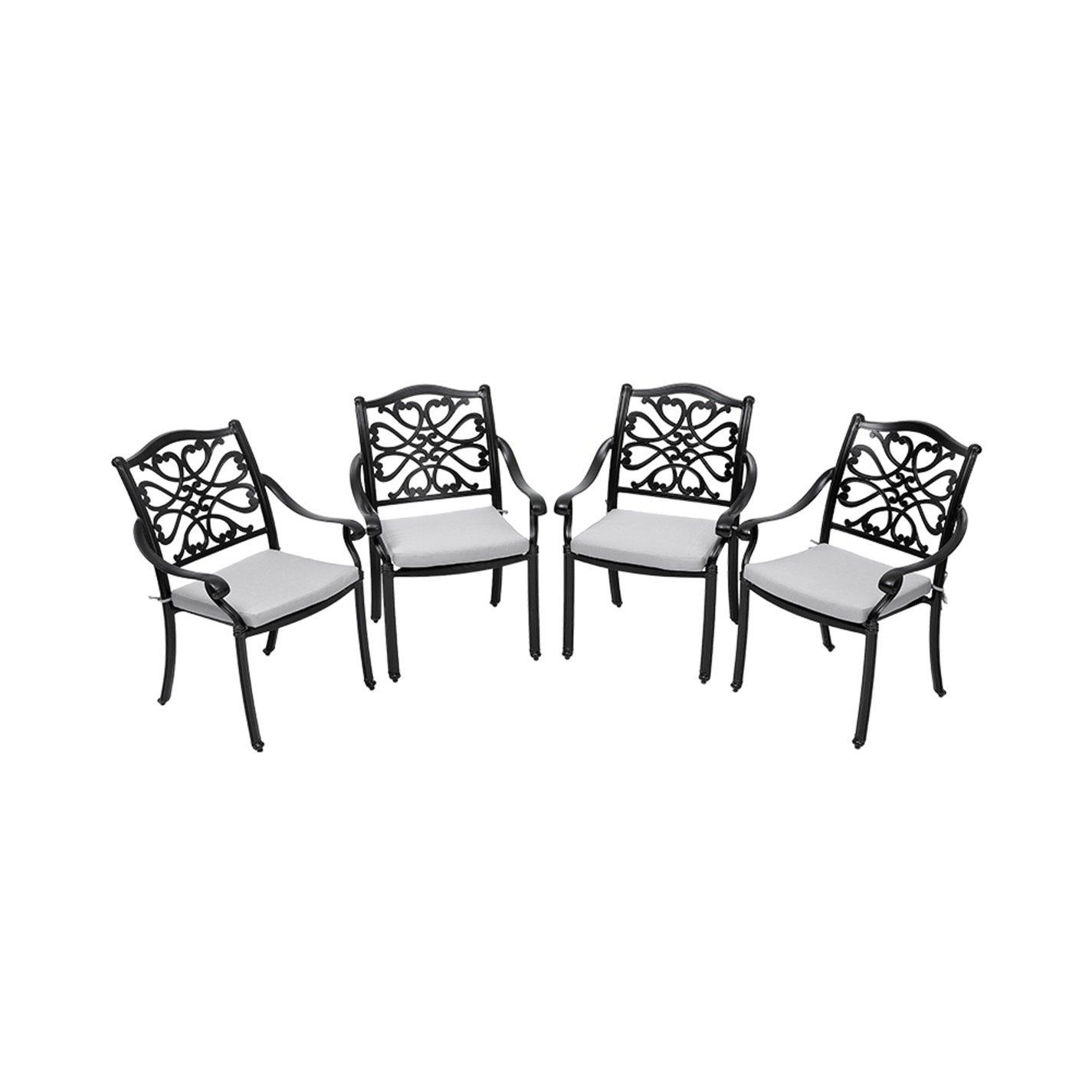 Blackgrey - Breeins - 4Pcs Aluminum Patio Dining Armchair with Cushion - 4