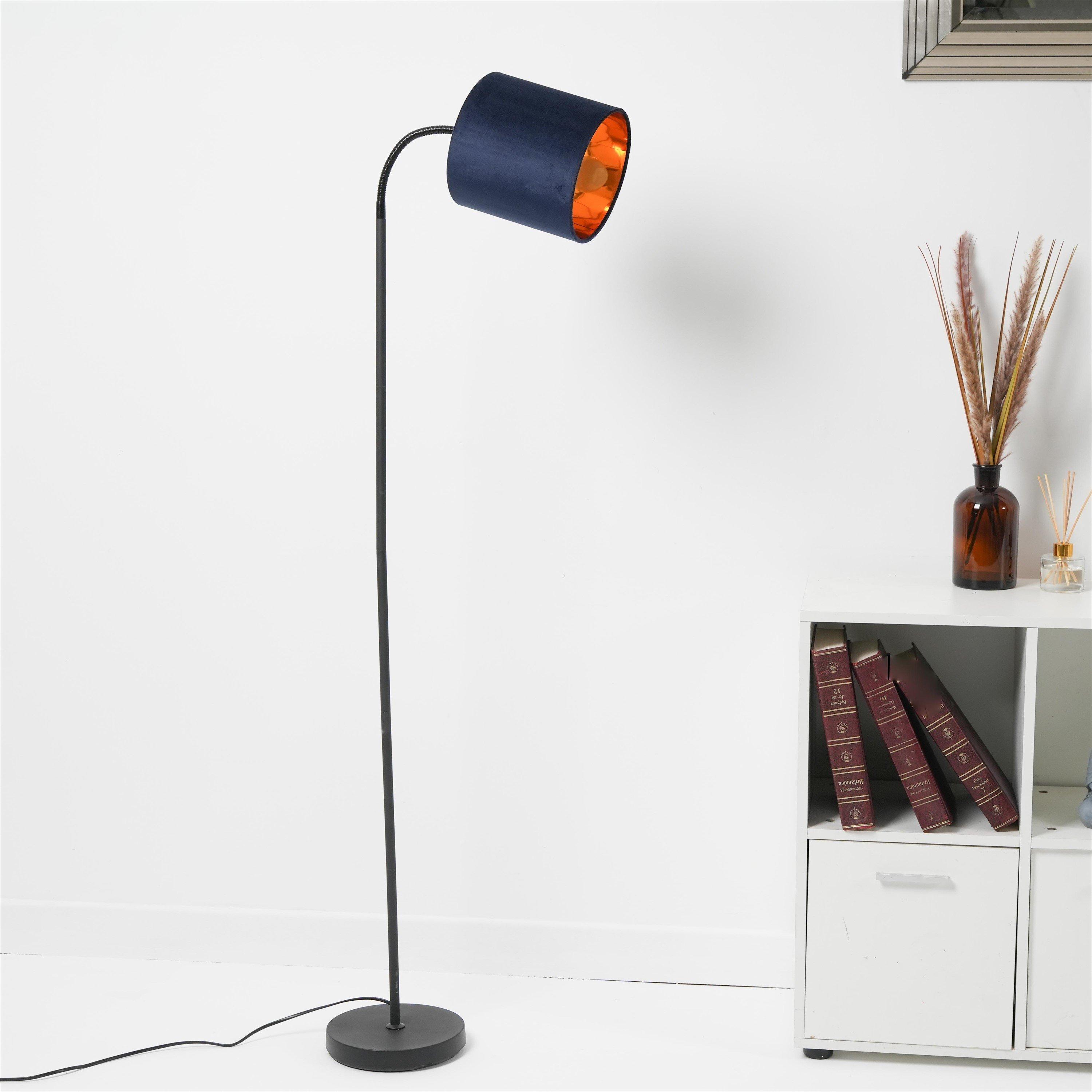 K Living  Hove Floor Lamp With Shade Navy
