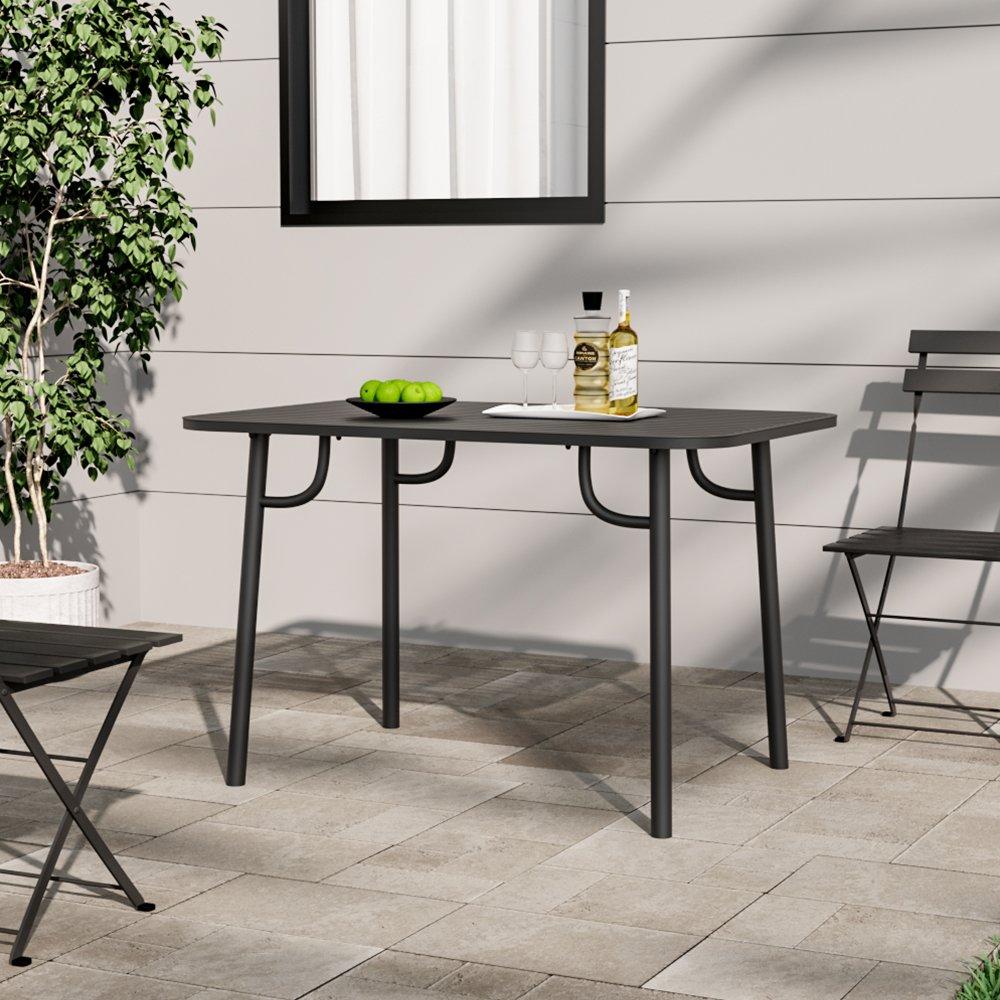Black - Breeins - 1.2m Outdoor Garden Metal Table - 2