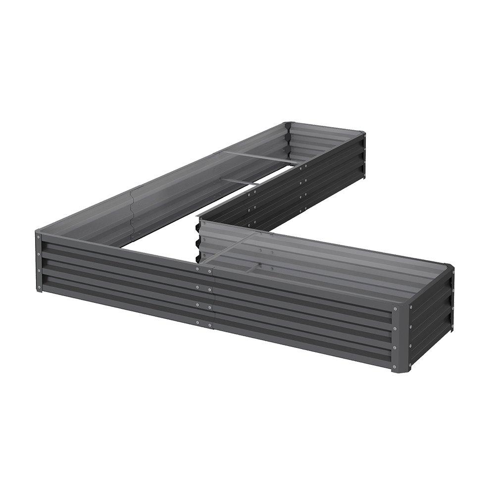 Breeins Grey L-Shaped Galvanized Steel Raised Garden Bed