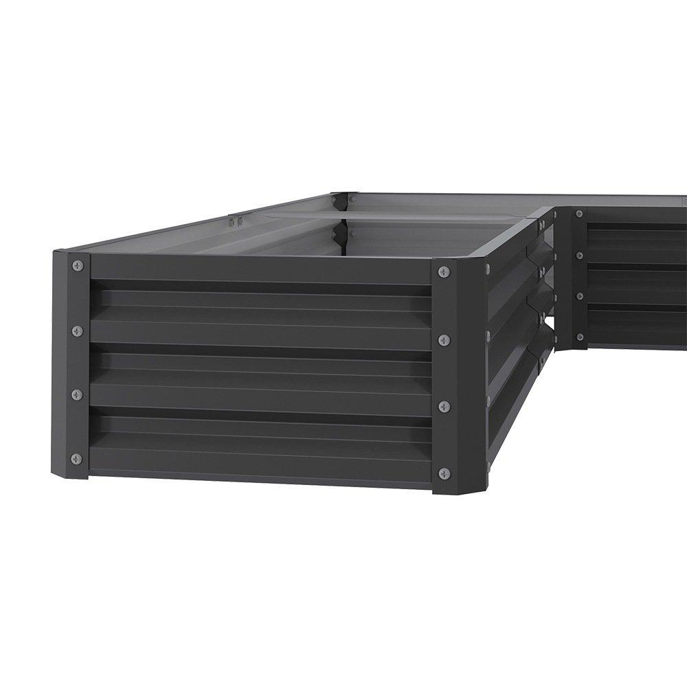 Grey - Breeins - Grey L-Shaped Galvanized Steel Raised Garden Bed - 4