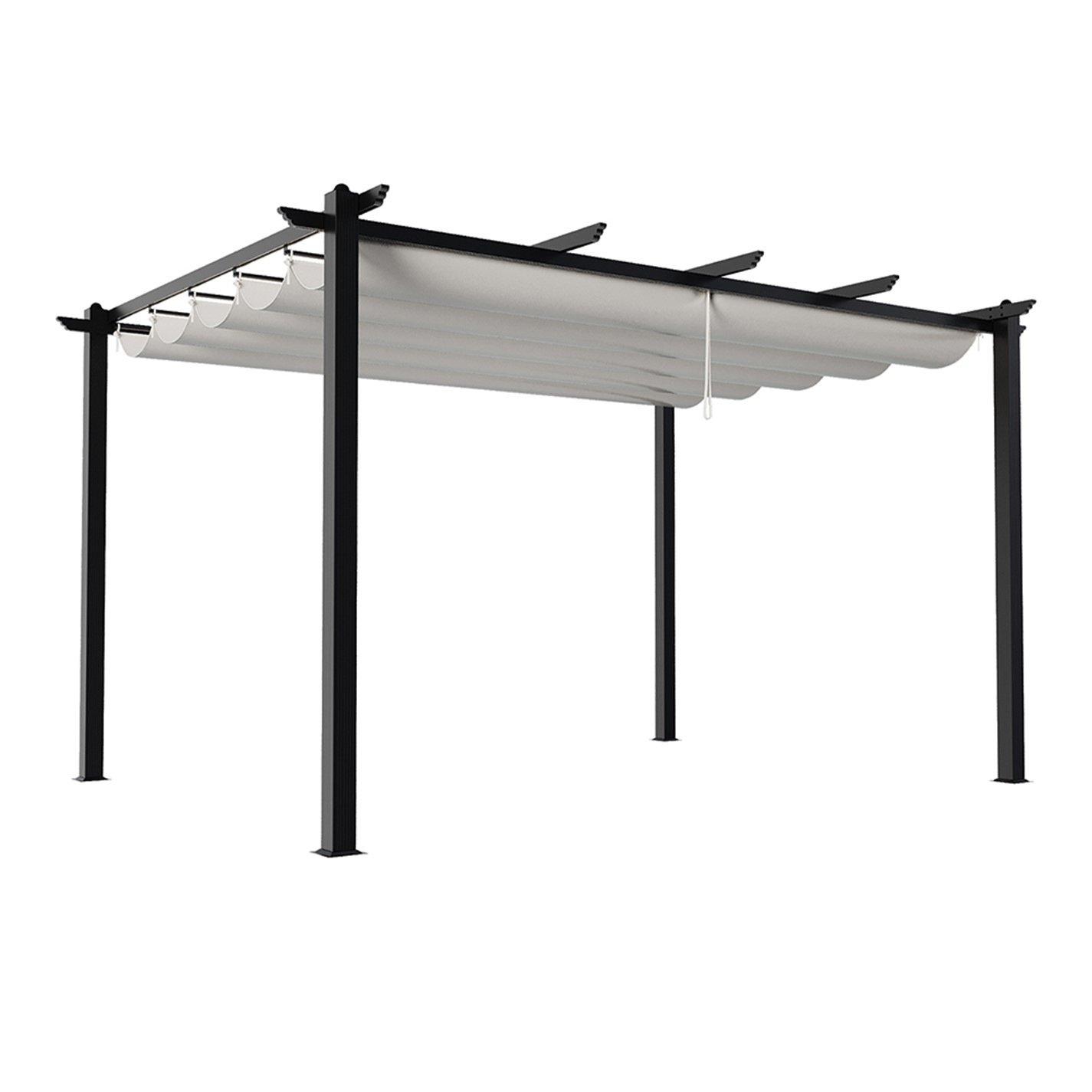 Black And White - Breeins - 13x10ft Aluminium Pergola with Retractable Roof - 3