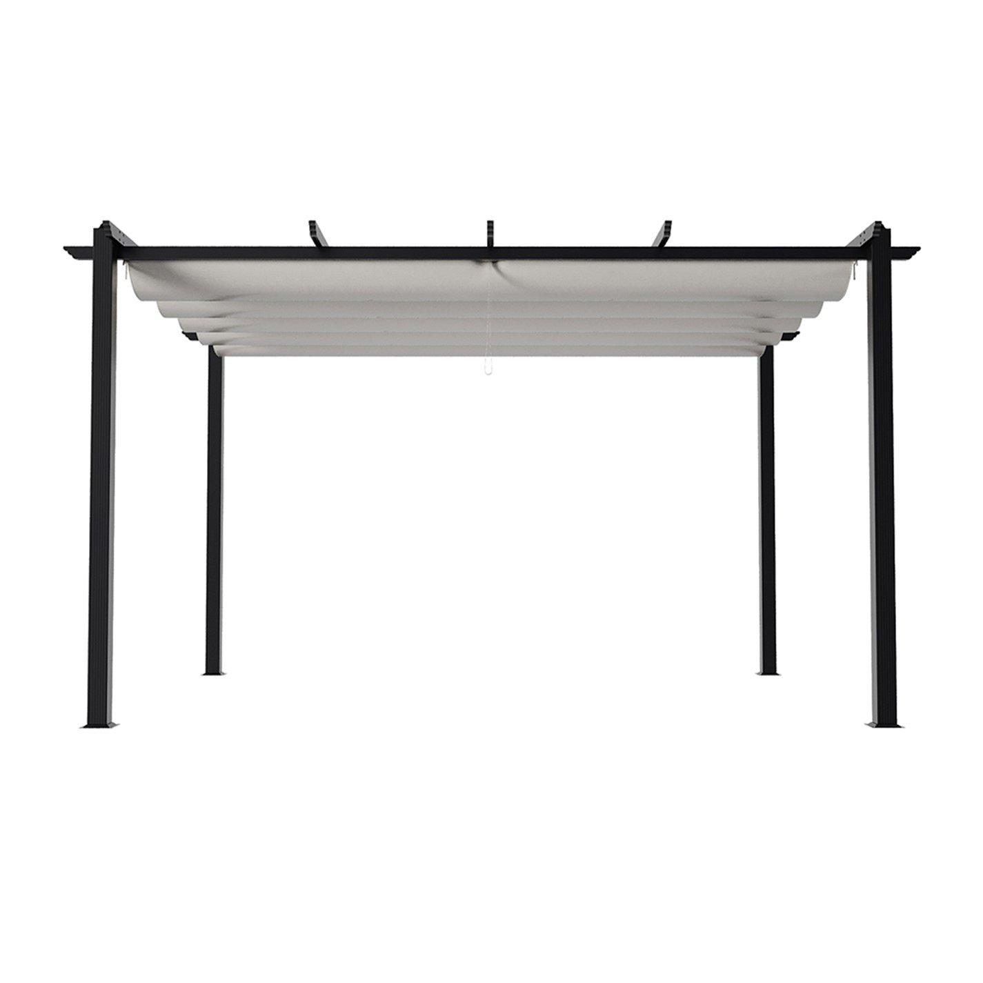 Black And White - Breeins - 13x10ft Aluminium Pergola with Retractable Roof - 4