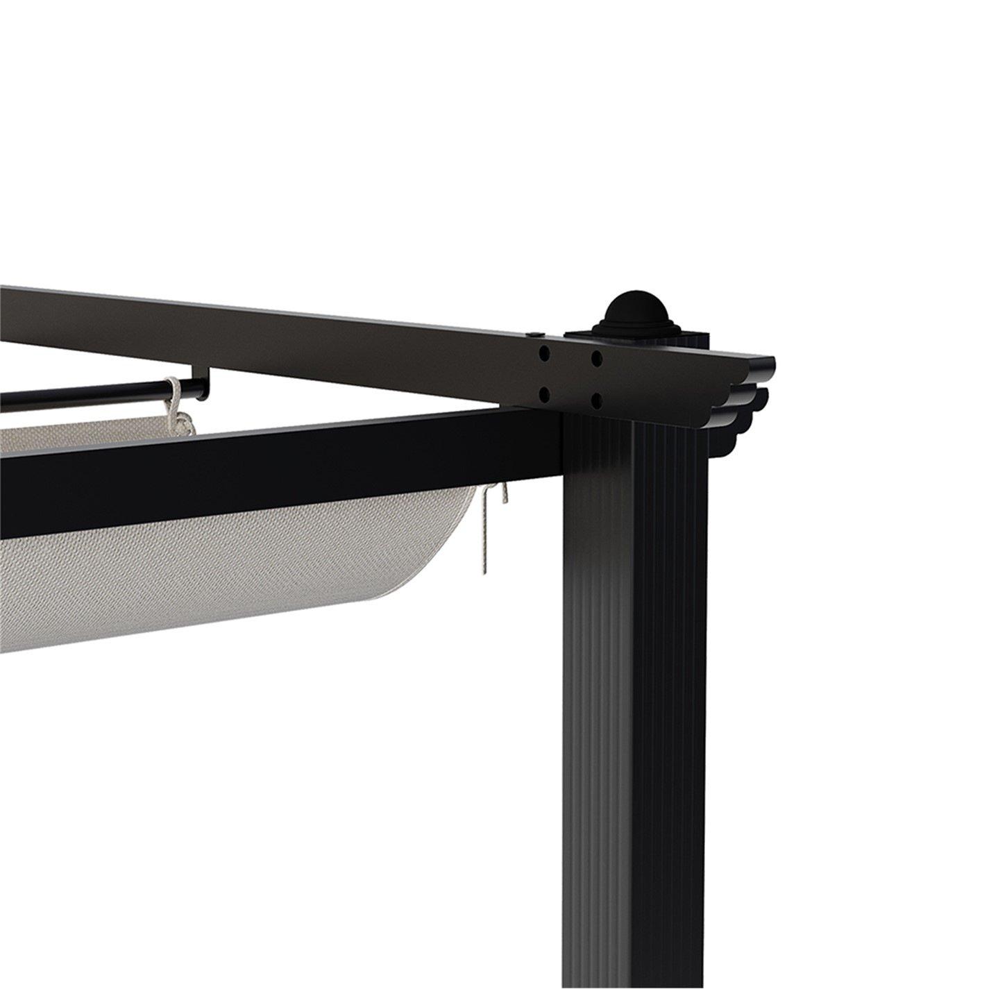 Black And White - Breeins - 13x10ft Aluminium Pergola with Retractable Roof - 6