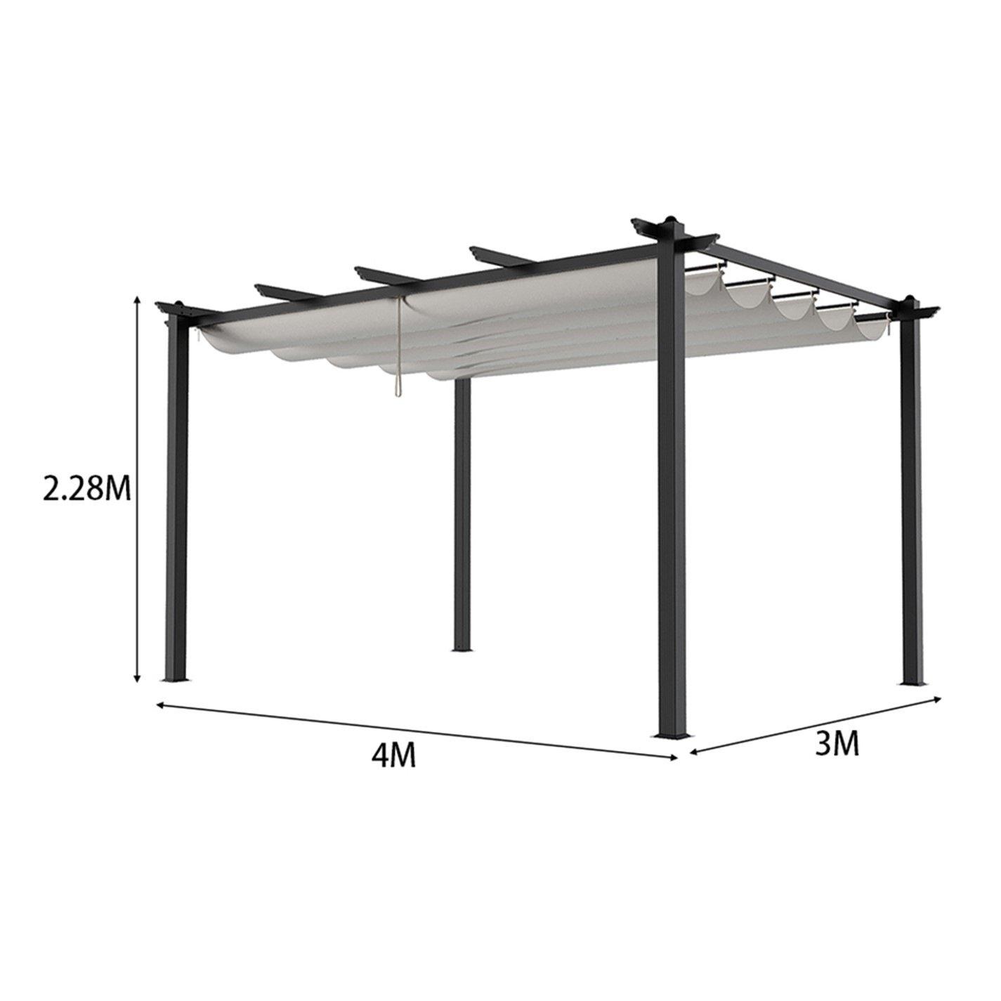 Black And White - Breeins - 13x10ft Aluminium Pergola with Retractable Roof - 9