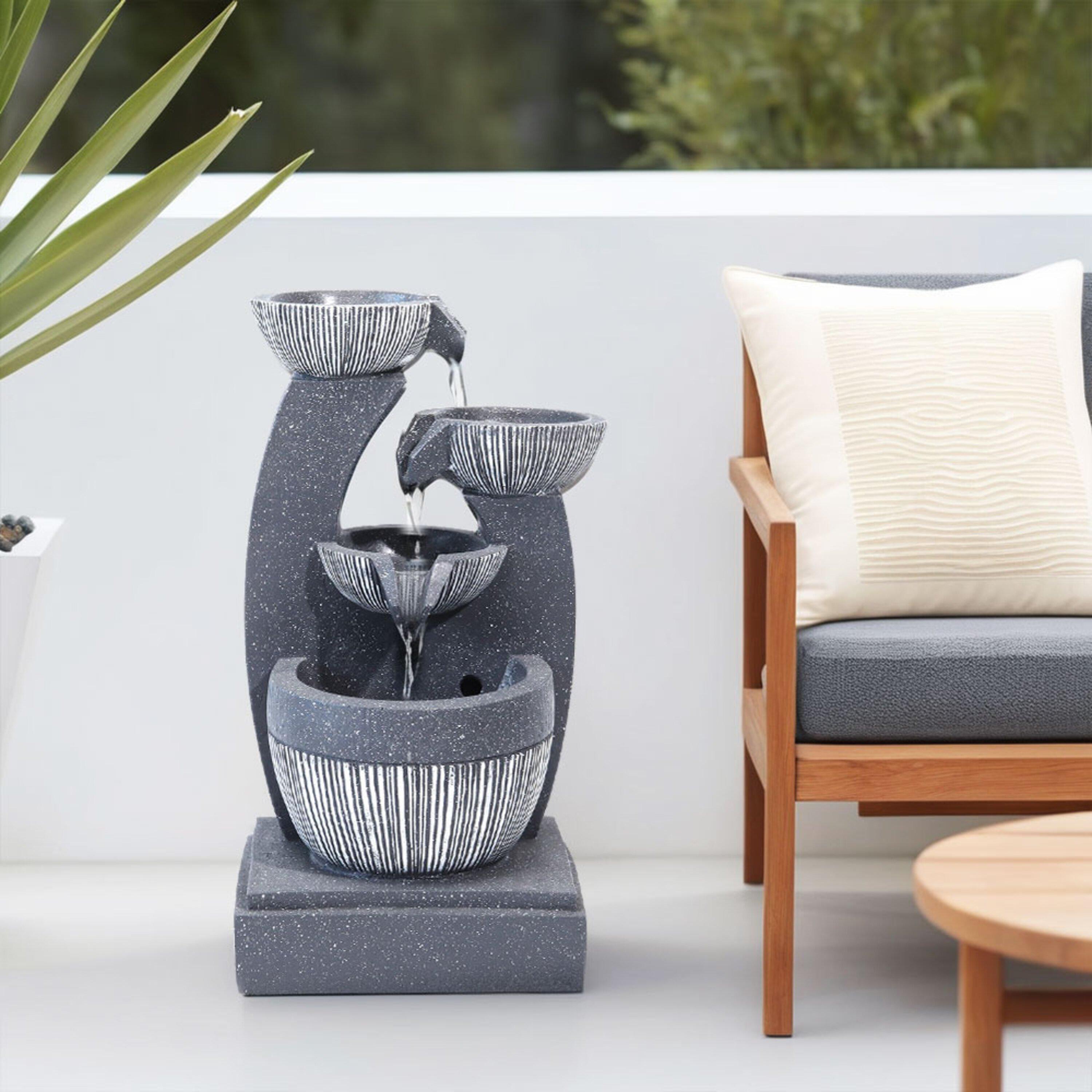 Black - Breeins - Electric Freestanding Fountain Rockery Decor - 2