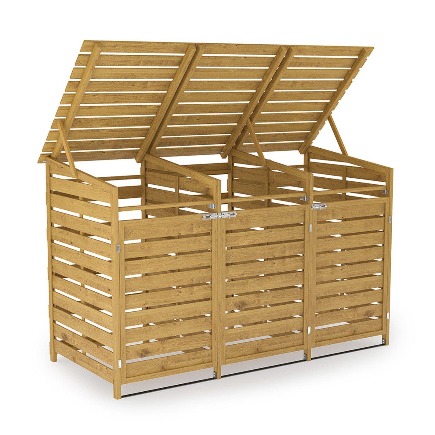 Brown - Breeins - Outdoor Spruce Wood Trash Can Storage Shed - 7