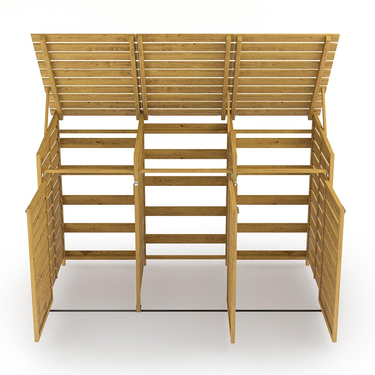 Brown - Breeins - Outdoor Spruce Wood Trash Can Storage Shed - 10