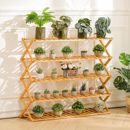 LIFE IDEAS 5-Tier Beige Bamboo Flower Stand Storage Rack