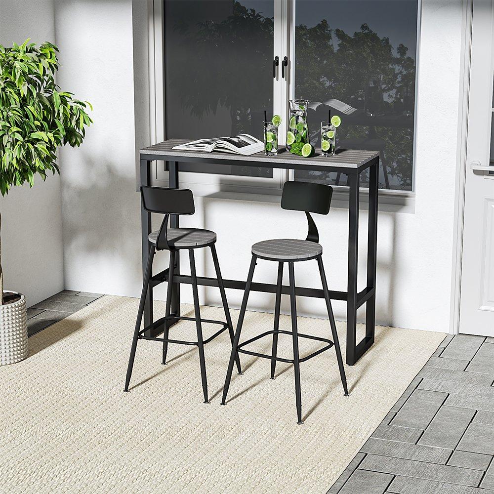 Grey And Black - Breeins - Modern Garden Bistro High Bar Table Grey - 2