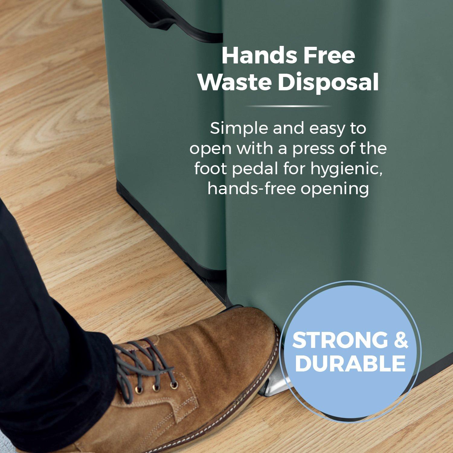 Forest Green - Tower - 60L Recycling Pedal Bin - 4