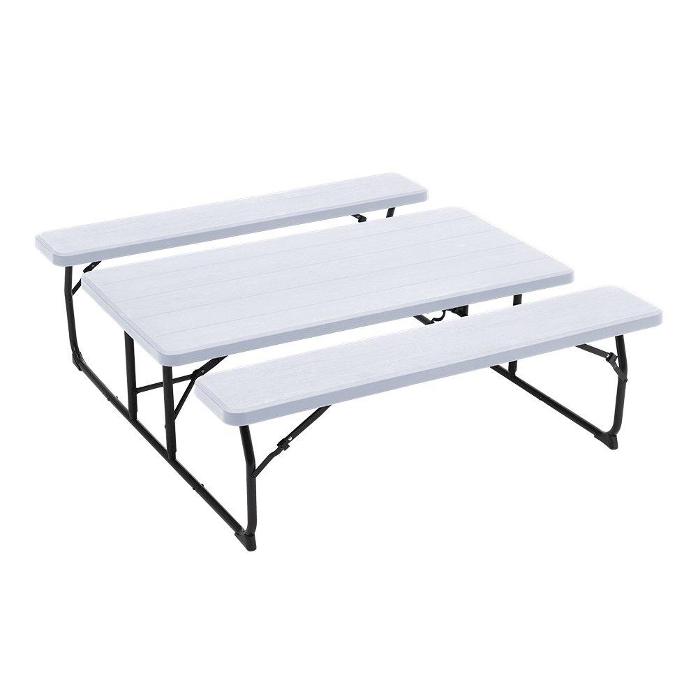 White - Breeins - 73x151x136cm Foldable Picnic Table and Bench Set - 3