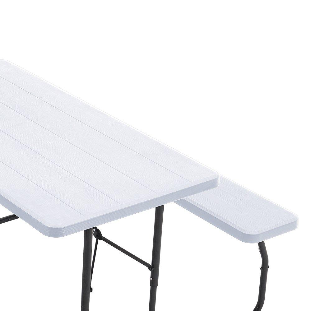 White - Breeins - 73x151x136cm Foldable Picnic Table and Bench Set - 4