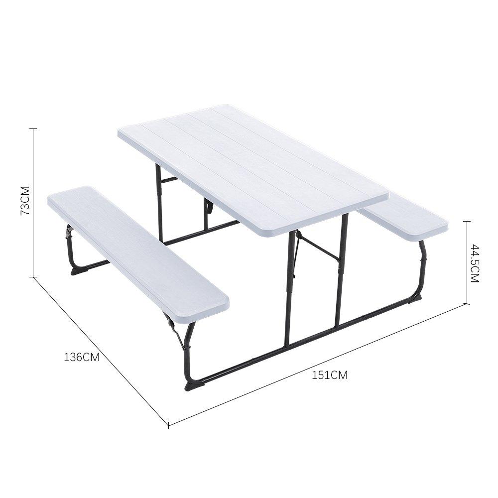 White - Breeins - 73x151x136cm Foldable Picnic Table and Bench Set - 7