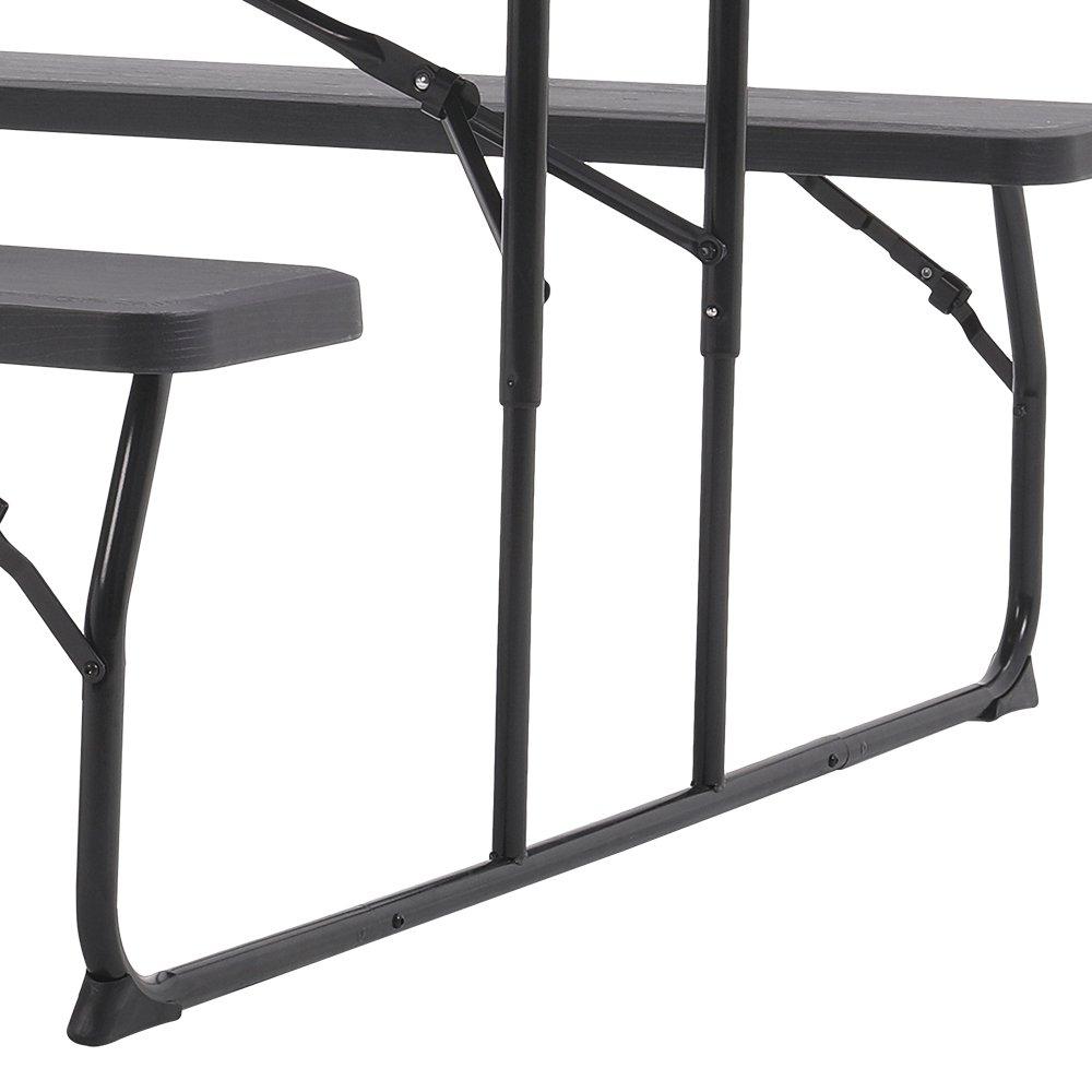 Black - Breeins - 74x180x160cm Foldable Picnic Table & Bench Set - 4