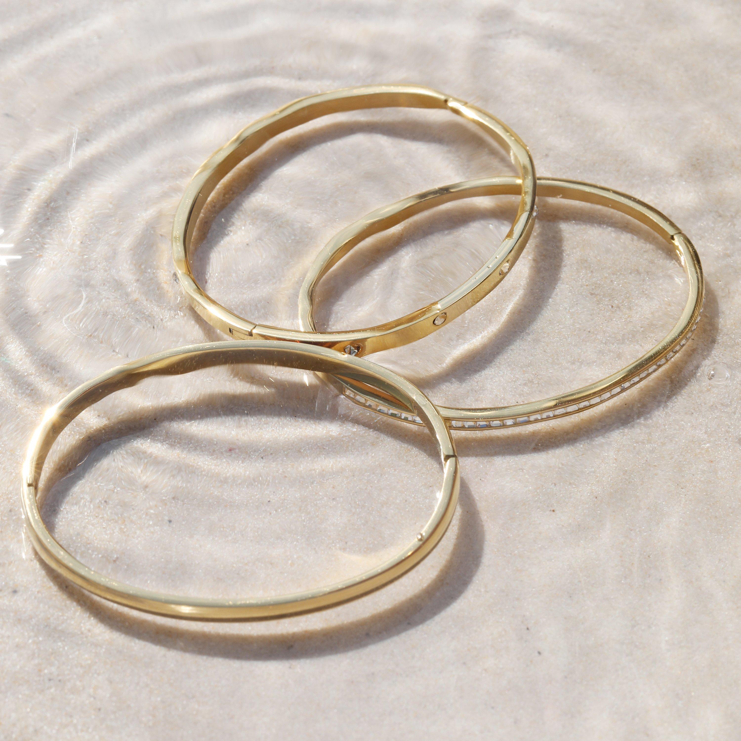 Gold - Jon Richard - Gold Plated Stainless Steel Polished Bangle - 5