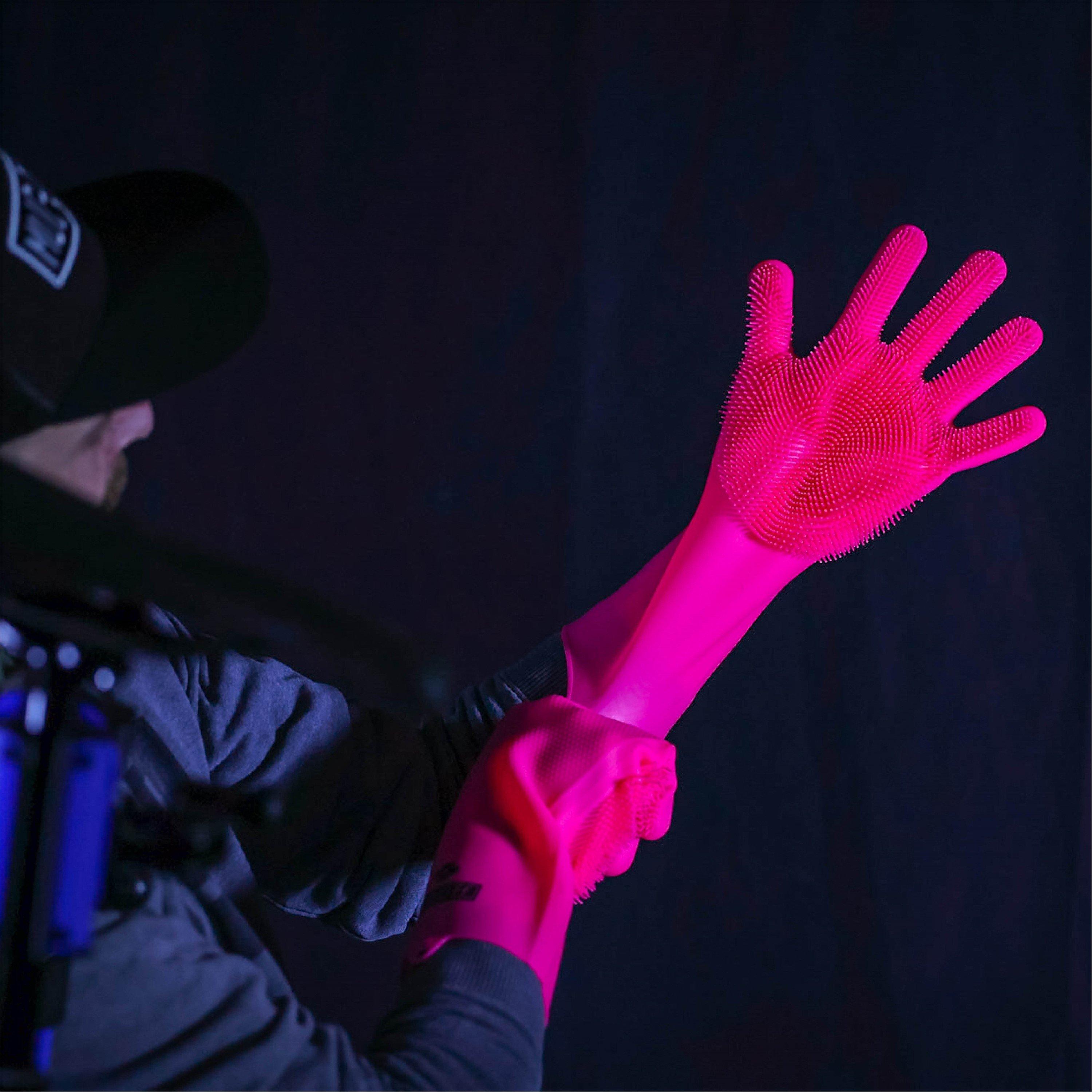 Pink - Muc-Off - Scrubber Gloves L - 2