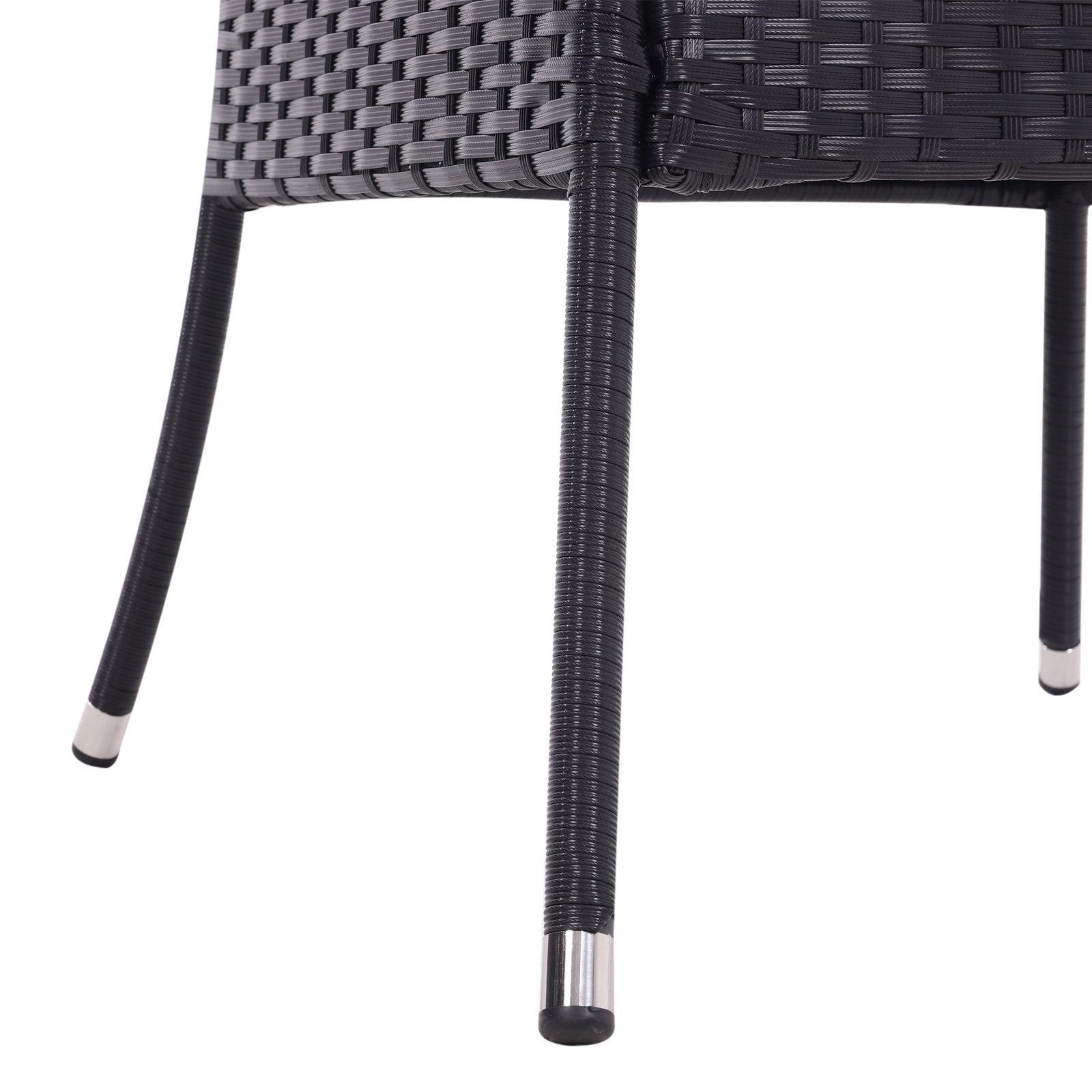 Black - Breeins - Black Wicker Table with Tempered Glass & Hole - 7
