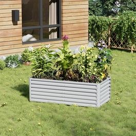 Breeins Silver Metal Rectangular Raised Garden Bed