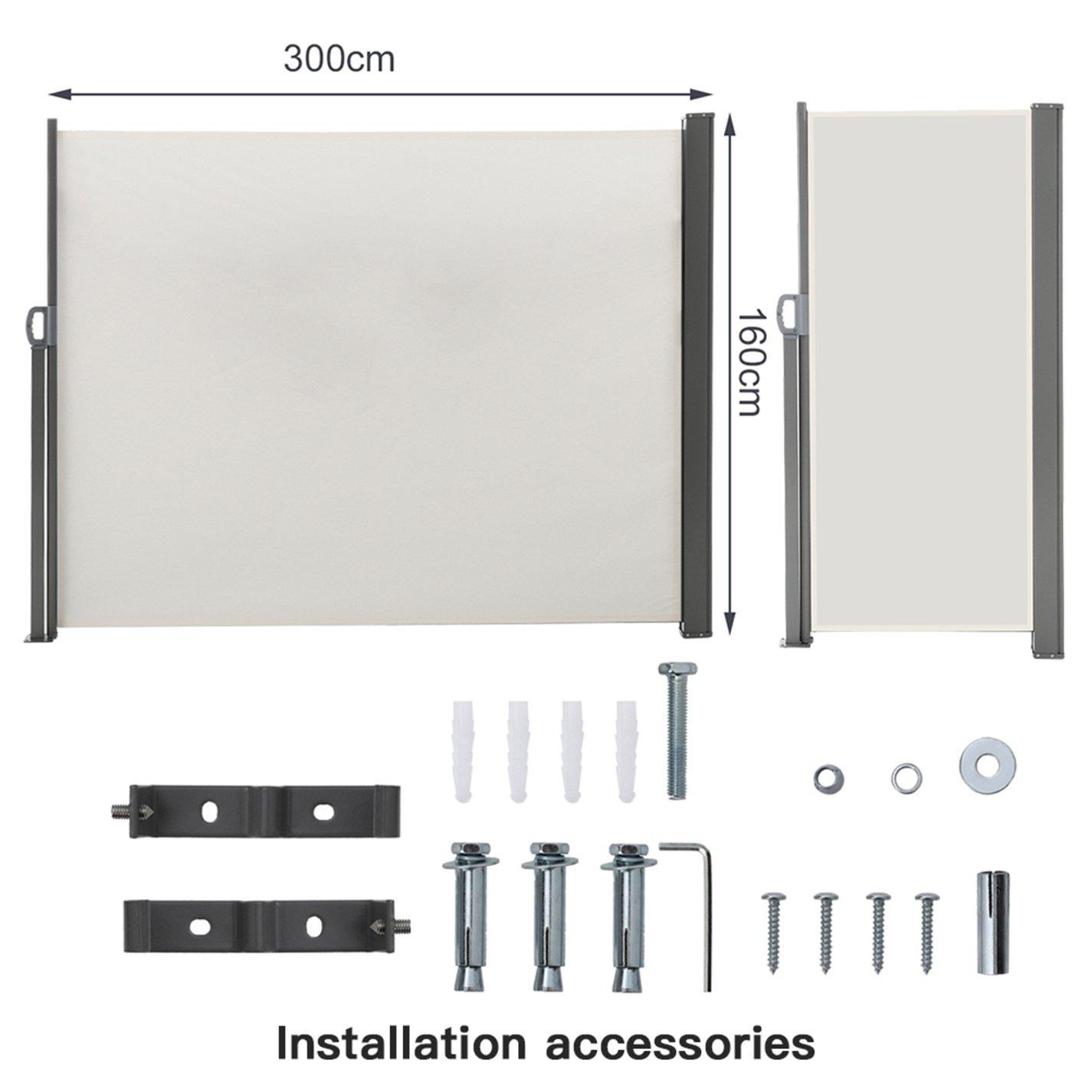 Beige - Breeins - Outdoor Retractable Privacy Side Awning - 2